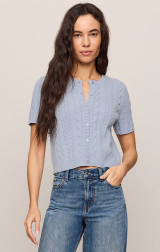 Z Supply Cera Short Sleeve Cardigan in Skyline