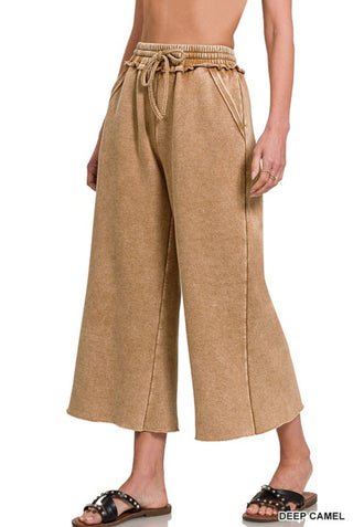 Zenana Deep Camel Palazzo Sweatpants