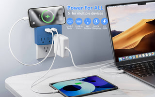 Charging Outlet with Shelf – 3 AC, 2xUSB-C & 1xUSB-A Ports