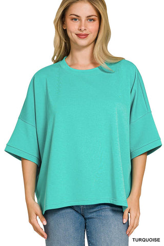 `Scuba Round Neck Top With Side Slits