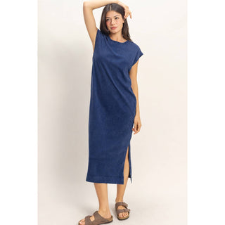 Mineral Wash Cap Sleeve Midi Dress