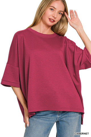 `Scuba Round Neck Top With Side Slits