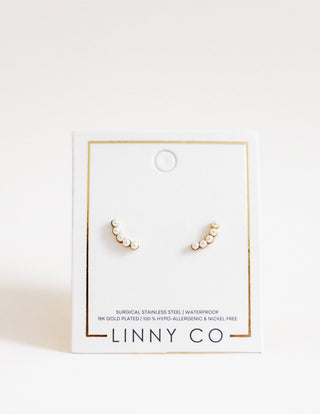 LINNY CO Screwback Stud Earrings - Abigail - Pearl