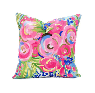 Gold Foil Jewel Chinoiserie Blooms Pillow