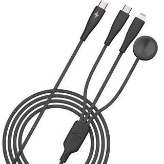 Nylon Mesh 3-in-1 Cable USB-C to USB-C, Iphone, Watch-6ft