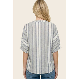 V NECK STRIPED SHIRT