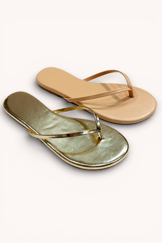 Gold STRAP FLIP-FLOP SANDALS