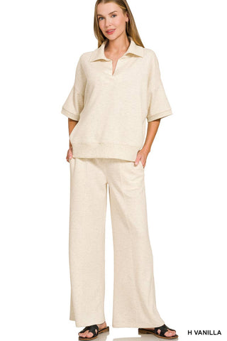 Scuba Collared Short Sleeve Pullover & Pants Set
