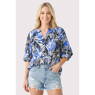 3/4 Bubble Sleeve Floral Top