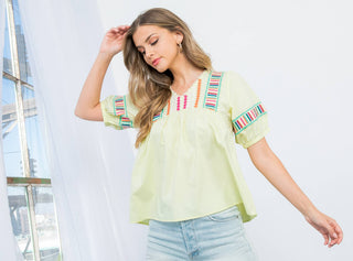 THML Sunny Fiesta Embroidered Top