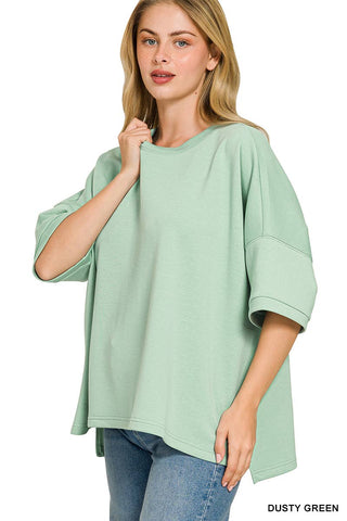 `Scuba Round Neck Top With Side Slits