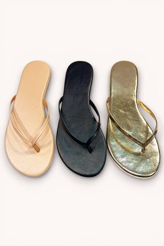 Gold STRAP FLIP-FLOP SANDALS