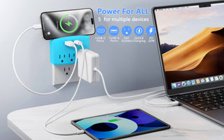 Charging Outlet with Shelf – 3 AC, 2xUSB-C & 1xUSB-A Ports
