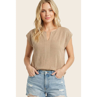 Y SPLIT NECK POINTELLE SWEATER