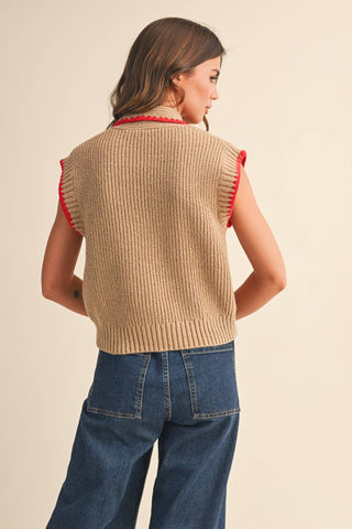Tie Neck Sweater Vest