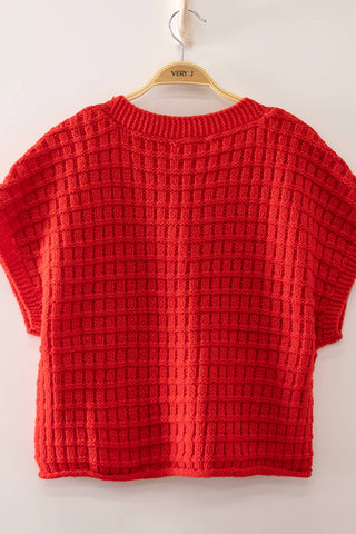Waffle Texture Crop Cardigan in Chocolate