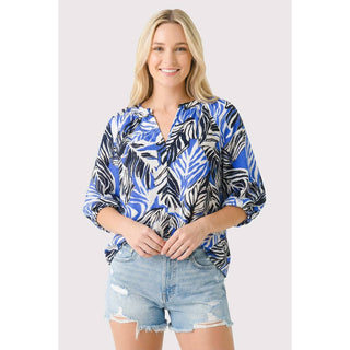 3/4 Bubble Sleeve Floral Top