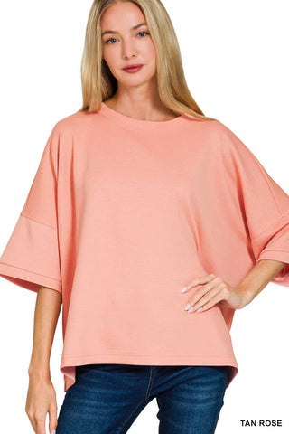`Scuba Round Neck Top With Side Slits