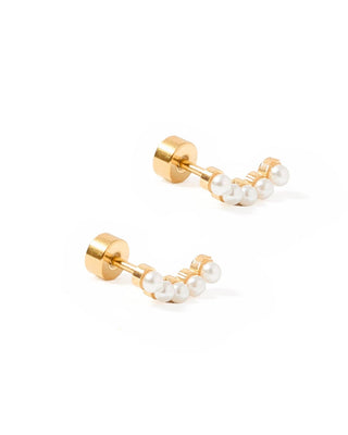 LINNY CO Screwback Stud Earrings - Abigail - Pearl
