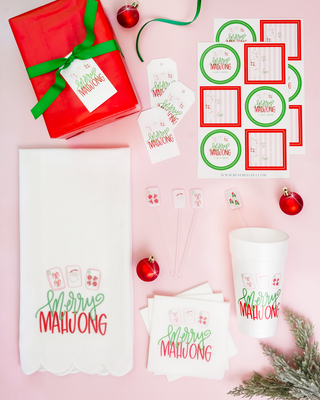 Merry Mahjong Christmas Gift Stickers | Set of 12