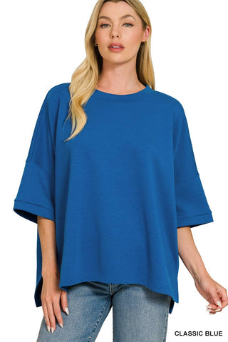 `Scuba Round Neck Top With Side Slits