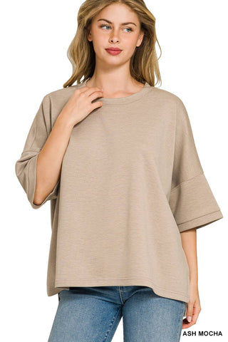 `Scuba Round Neck Top With Side Slits