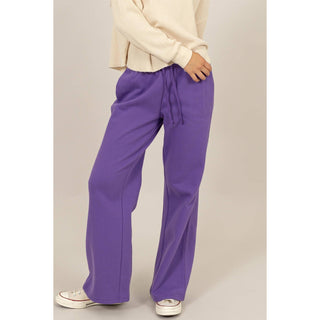 Mid-Rise Drawstring Wide Leg Pants