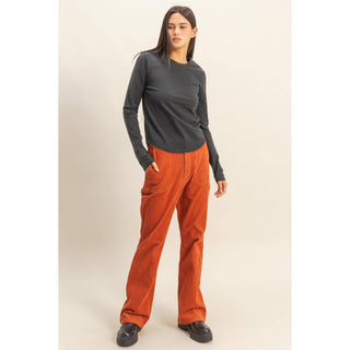 Long Sleeve Round Hem Top