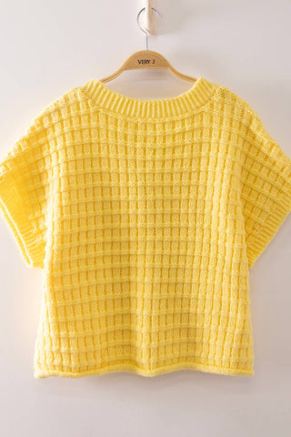 Waffle Texture Crop Cardigan in Chocolate