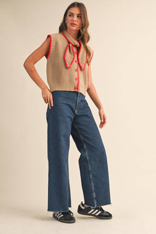 Tie Neck Sweater Vest