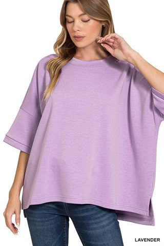 `Scuba Round Neck Top With Side Slits