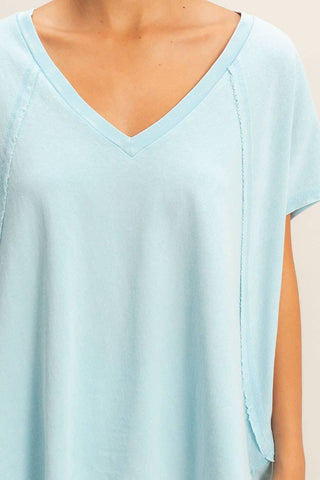 Oversized V-Neck Mineral Washed Top
