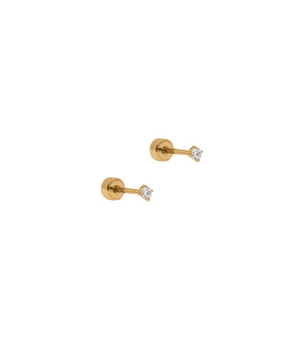 Screwback Stud Earrings - Micro Teagan CZ Gold