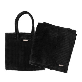 Hello Mello On My Way Tote Blanket Black 4 PC
