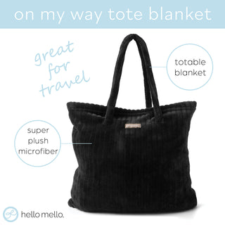 Hello Mello On My Way Tote Blanket Black 4 PC
