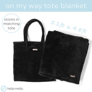 Hello Mello On My Way Tote Blanket Black 4 PC