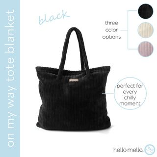Hello Mello On My Way Tote Blanket Black 4 PC