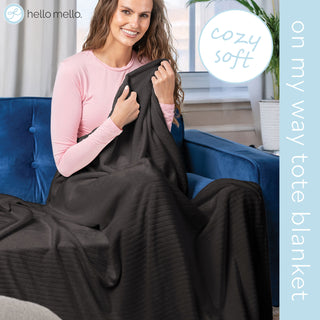 Hello Mello On My Way Tote Blanket Black 4 PC